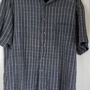 Mens Expressions Plaid 100% Cotton Short Sleeve Button Down Gorpcore Shirt L